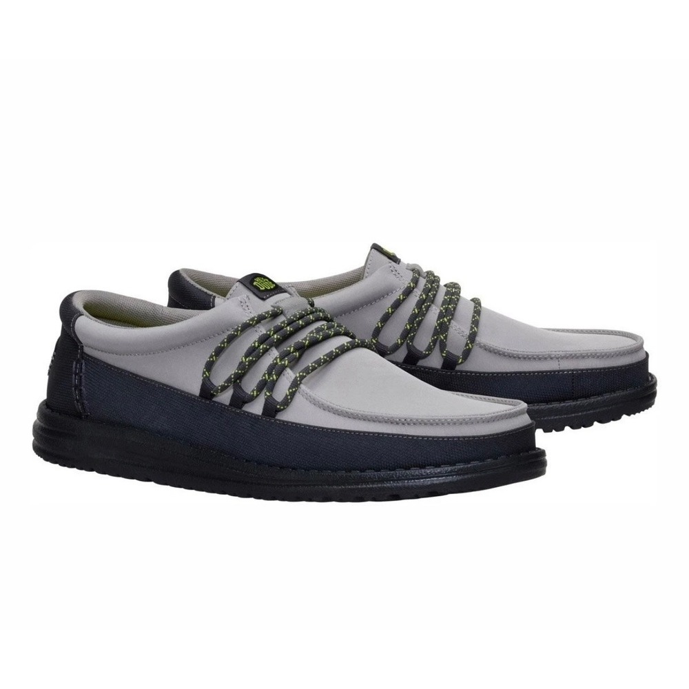Hey Dude Wally Guard Mens Black Moon Grey Slip On Loafers 44538-0PJ Size 11